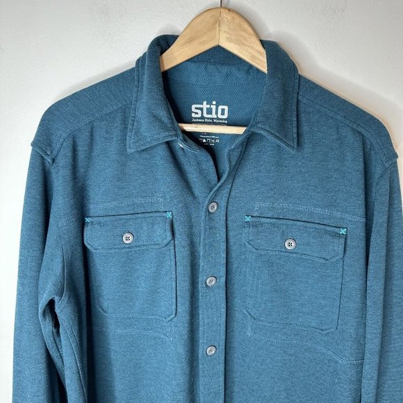 Stio Men's Casual Button Down Shirt - Teal - Picture 2 of 11